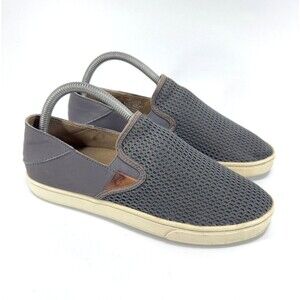 Olukai Pehuea Shoes Womens 8.5 / 38.5 Gray Mesh Casual Slip on Comfort Sneakers